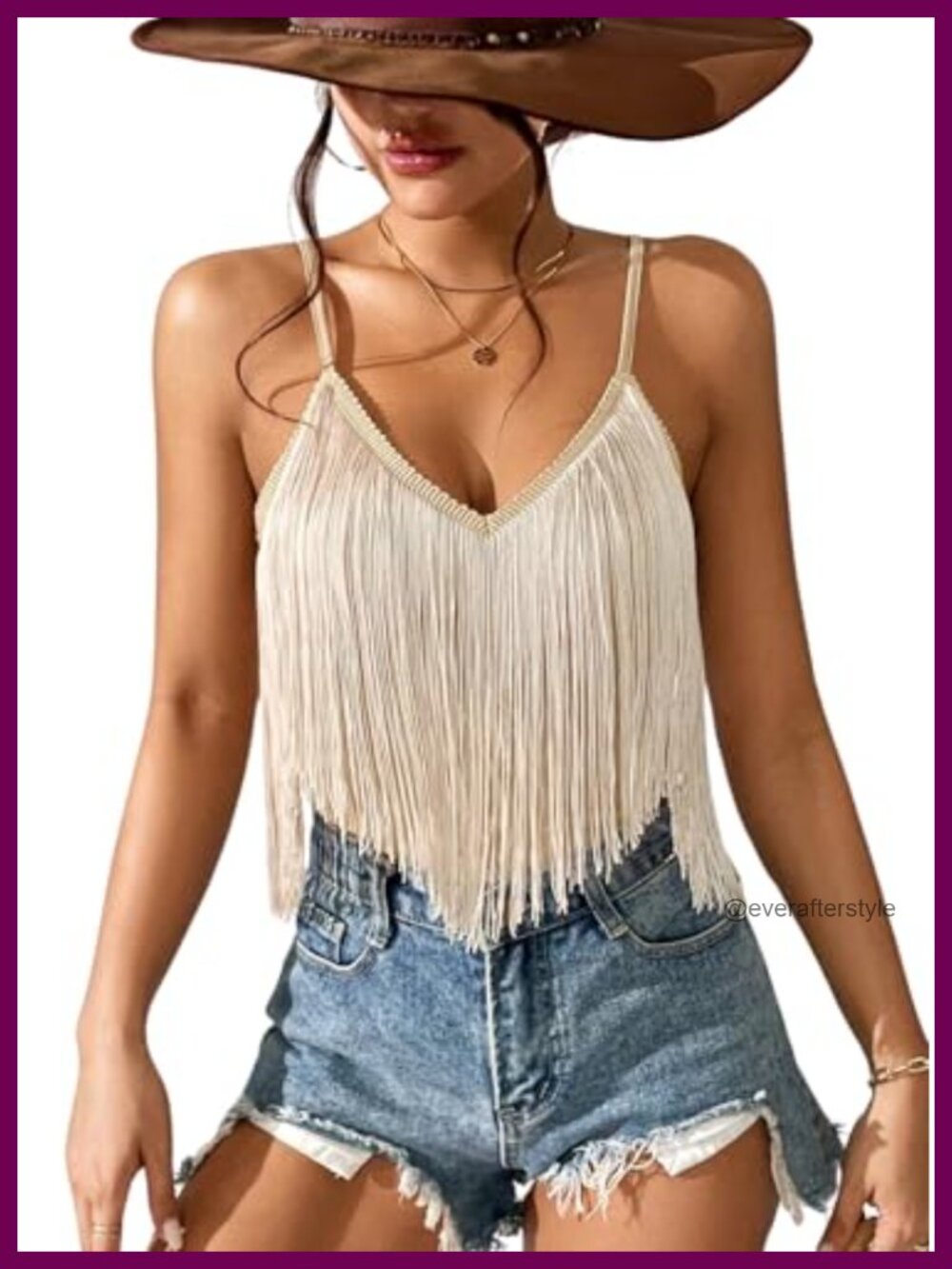 Women's Western Fringe Tank Top V-Neck Sleeveless Country Concert Cowgirl Shirt